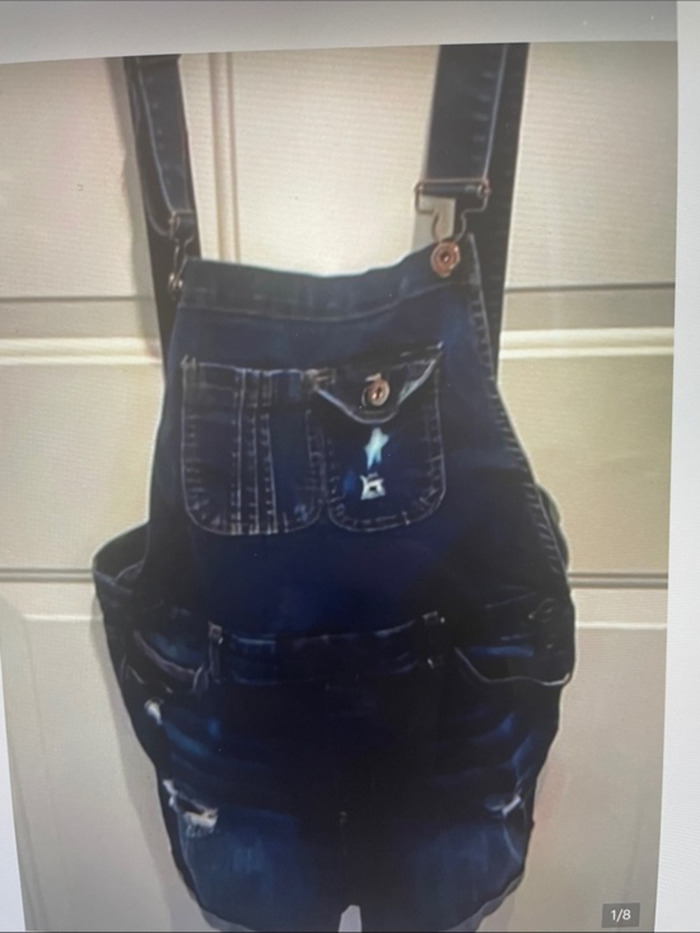 Dark Blue Women's Denim Overall Shorts